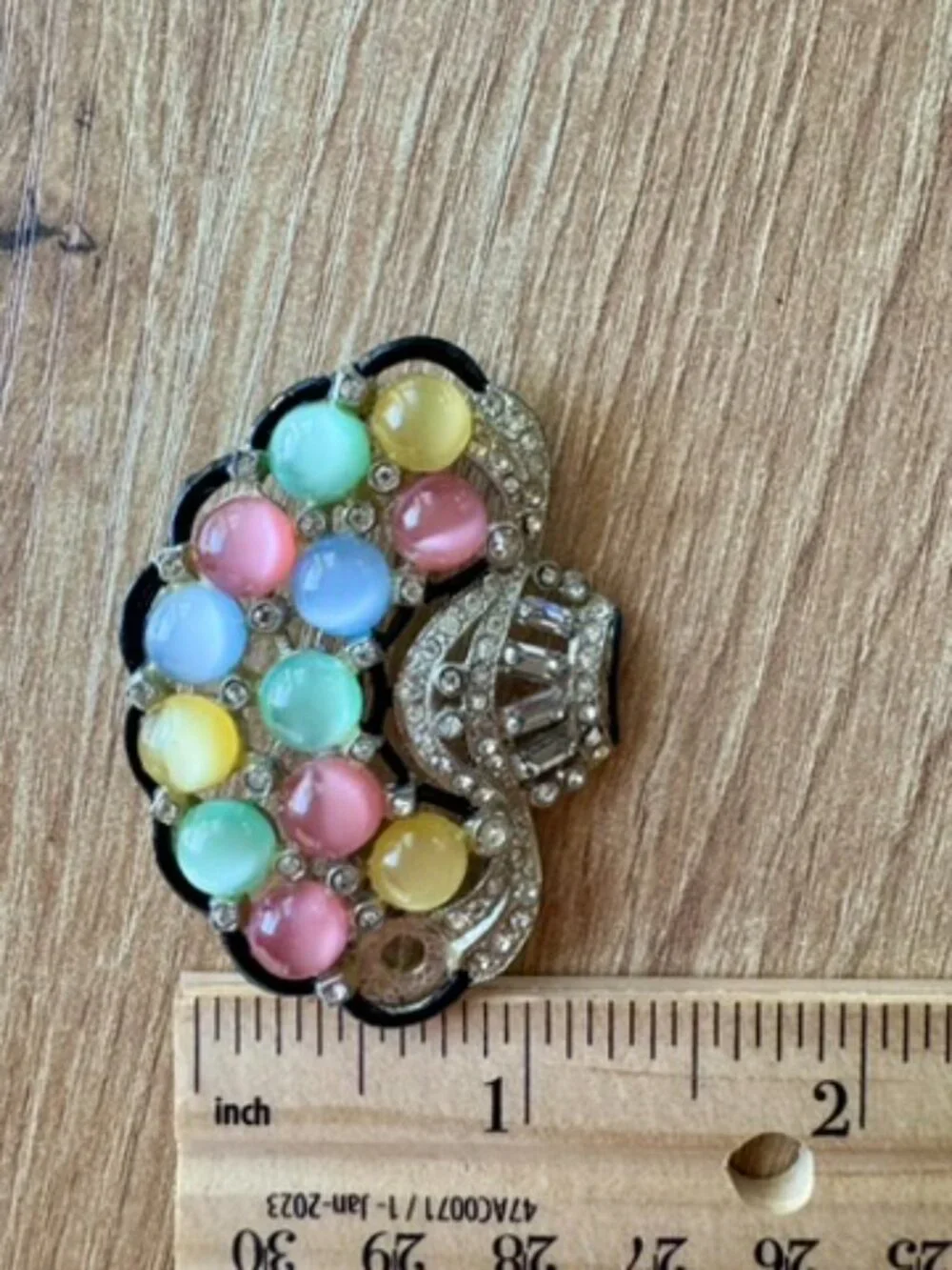 Vintage Pastel Moonglow Flower Basket Brooch - As-Is - For Repair or Upcycle